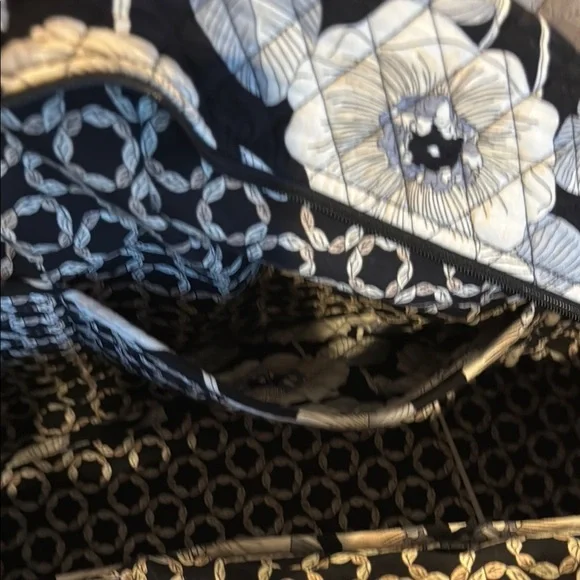 Vera Bradley Black and White Travel Bag with Floral Pattern